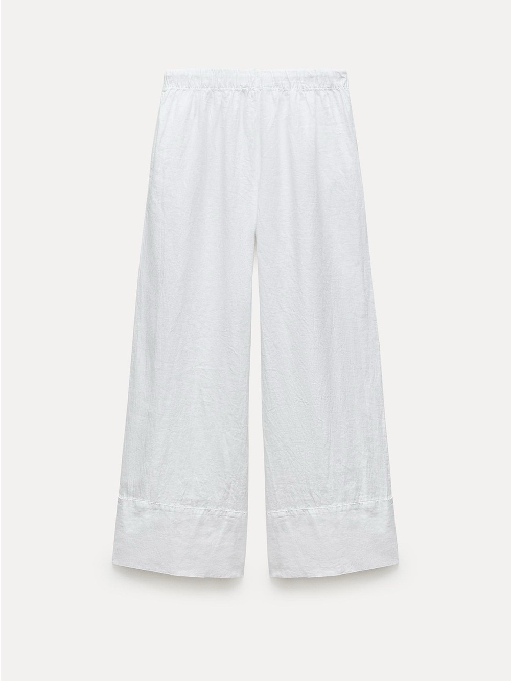 Zara White Lightweight Drawstring Linen Pants